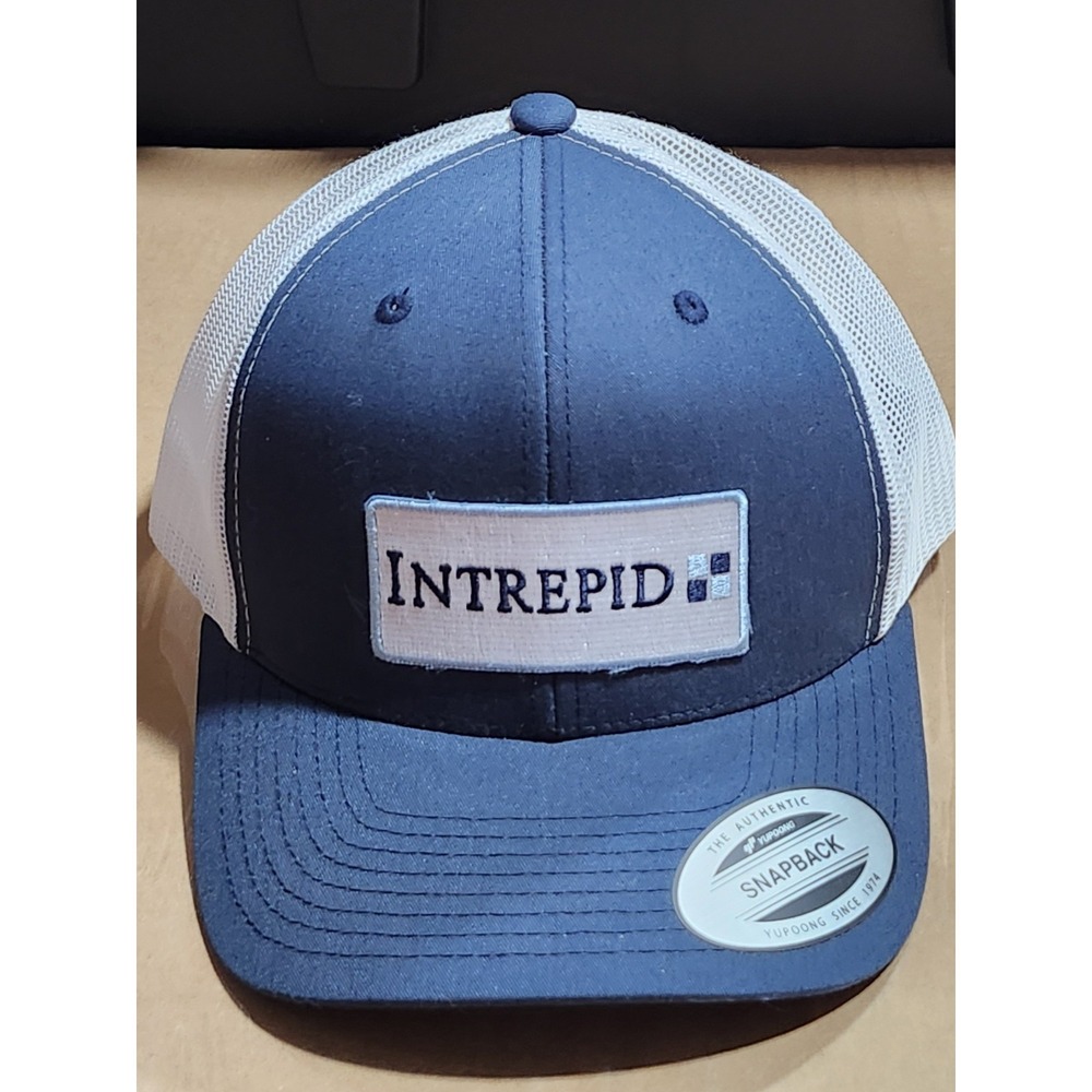 INTREPID Control Systems Snapback Hat Blue White Mesh Trucker Cap Yupoong NOS